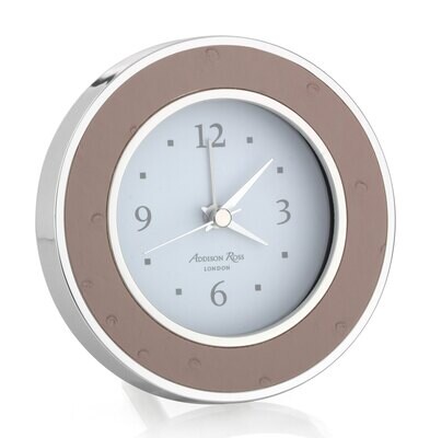 Addison Ross Blush Ostrich Silver Silent Alarm Clock 4 x 4 InchSilver-plated FR5513, MPN: FR5513, U…