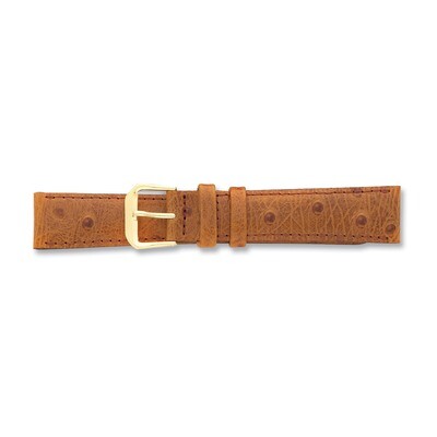 12mm Havana Ostrich Grain Leather Gld-tone Buckle Watch Band BA12-12, MPN: BA12-12, 886774141251