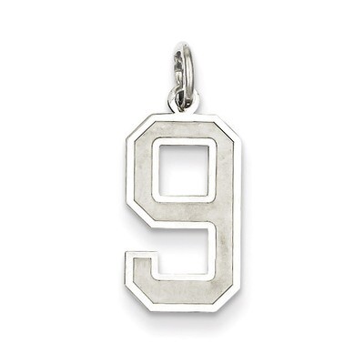 Medium Satin Number 9 Pendant Sterling Silver QPM09, MPN: QPM09, 883957127675