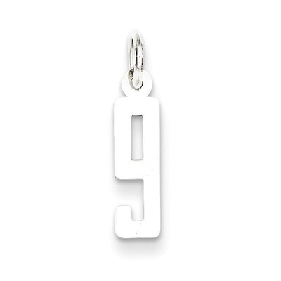 Number 9 Pendant Sterling Silver Elongated Polished QES09, MPN: QES09, 883957540412