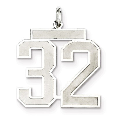 Pendant Number 32 Satin Sterling Silver Large QPP32, MPN: QPP32, 191101281716