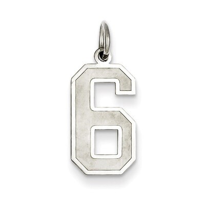 Medium Satin Number 6 Pendant Sterling Silver QPM06, MPN: QPM06, 883957127347