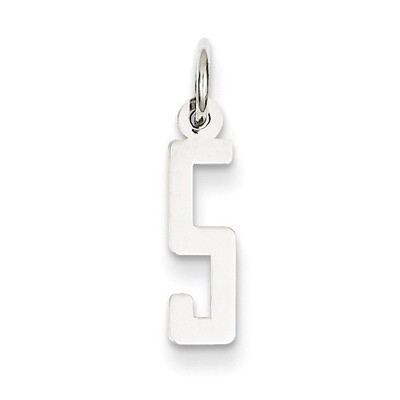 Number 5 Pendant Sterling Silver Elongated Polished QES05, MPN: QES05, 883957526089