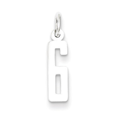 Number 6 Pendant Sterling Silver Elongated Polished QES06, MPN: QES06, 883957585086