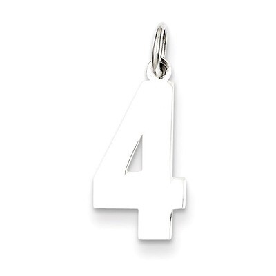 Medium Pendant Polished Number 4 Sterling Silver QMS04, MPN: QMS04, 883957530390