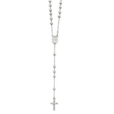21 Inch Rosary Necklace Sterling Silver Polished QH4703-21, MPN: QH4703-21, 191101636325