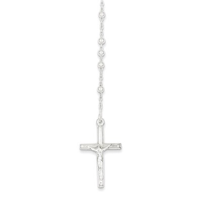 18 Inch Rosary Necklace Sterling Silver Polished QH2393-18, MPN: QH2393-18, 886774548579