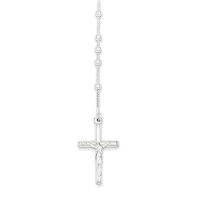 18 Inch Rosary Necklace Sterling Silver Polished QH2392-18, MPN: QH2392-18, 883957520643