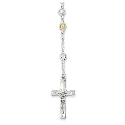 Rosary Tri-color Beads Necklace Sterling Silver Polished QH4987, MPN: QH4987, 883957480701