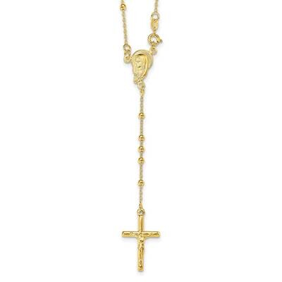 Polished Rosary Necklace 18 Inch Sterling Silver Gold-Plated QHY2393-18, MPN: QHY2393-18, 191101768…