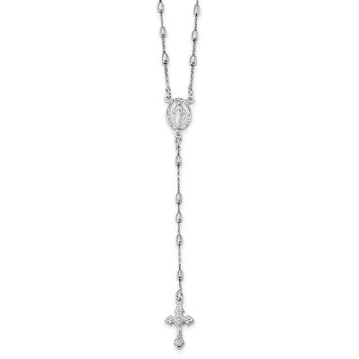 Beaded Rosary Sterling Silver Rhodium Plated Polished QH5352-18, MPN: QH5352-18, 886774092614