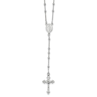 Beaded Rosary Sterling Silver Rhodium Plated Polished QH5351-24, MPN: QH5351-24, 886774117218