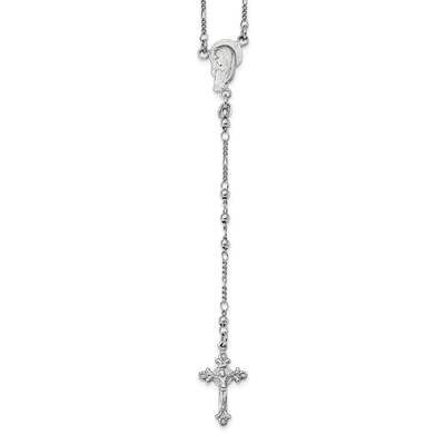 Polished Beaded Rosary Sterling Silver Rhodium-Plated QH5348-24, MPN: QH5348-24, 883957934747