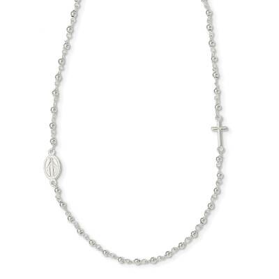 Religious with 1.5 Inch Extender Rosary Necklace 16.5 Inch Sterling Silver Polished QG6054-15, MPN:…