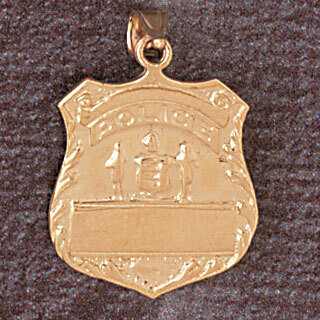 Dazzlers Jewelry Police Badge Pendant Necklace Charm Bracelet in Yellow, White or Rose Gold 4659, M…