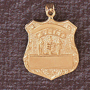 Dazzlers Jewelry Police Badge Pendant Necklace Charm Bracelet in Yellow, White or Rose Gold 4658, M…