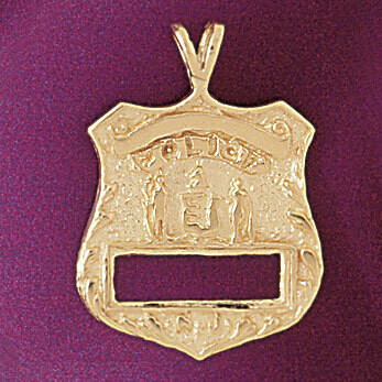 Dazzlers Jewelry Police Badge Pendant Necklace Charm Bracelet in Yellow, White or Rose Gold 4594, M…