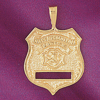 Dazzlers Jewelry Police Badge Pendant Necklace Charm Bracelet in Yellow, White or Rose Gold 4593, M…
