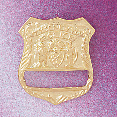 Dazzlers Jewelry Police Badge Pendant Necklace Charm Bracelet in Yellow, White or Rose Gold 4591, M…