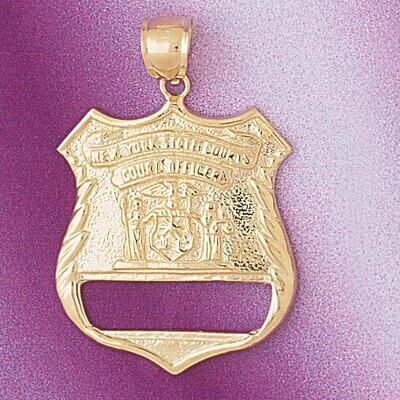 Dazzlers Jewelry Police Badge Pendant Necklace Charm Bracelet in Yellow, White or Rose Gold 4590, M…