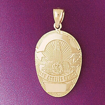 Dazzlers Jewelry Police Badge Pendant Necklace Charm Bracelet in Yellow, White or Rose Gold 4585, M…