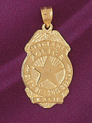 Dazzlers Jewelry Police Badge Pendant Necklace Charm Bracelet in Yellow, White or Rose Gold 4556, M…