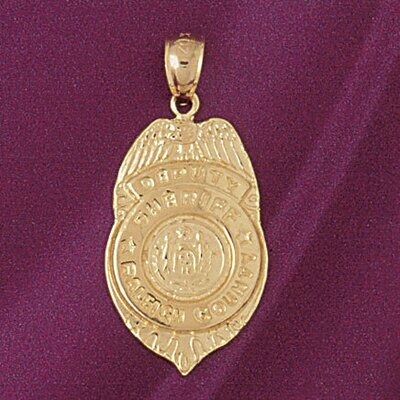 Dazzlers Jewelry Police Badge Pendant Necklace Charm Bracelet in Yellow, White or Rose Gold 4551, M…