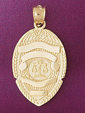 Dazzlers Jewelry Police Badge Pendant Necklace Charm Bracelet in Yellow, White or Rose Gold 4553, M…