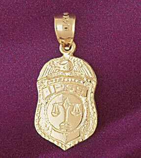 Dazzlers Jewelry Police Badge Pendant Necklace Charm Bracelet in Yellow, White or Rose Gold 4555, M…