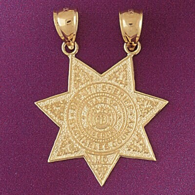 Dazzlers Jewelry Police Badge Pendant Necklace Charm Bracelet in Yellow, White or Rose Gold 4549, M…