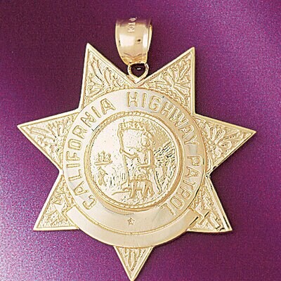 Dazzlers Jewelry California Police Badge Pendant Necklace Charm Bracelet in Yellow, White or Rose G…