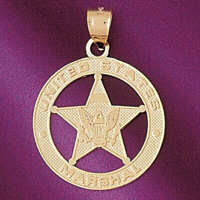 Dazzlers Jewelry Marshal Police Badge Pendant Necklace Charm Bracelet in Yellow, White or Rose Gold…