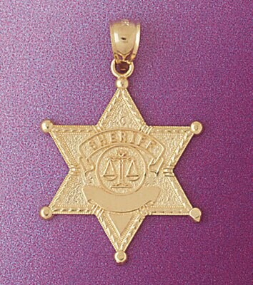 Dazzlers Jewelry Police Badge Sheriff Pendant Necklace Charm Bracelet in Yellow, White or Rose Gold…