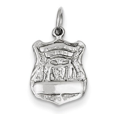 Police Badge Charm 14k White Gold K900, MPN: K900, 883957868745