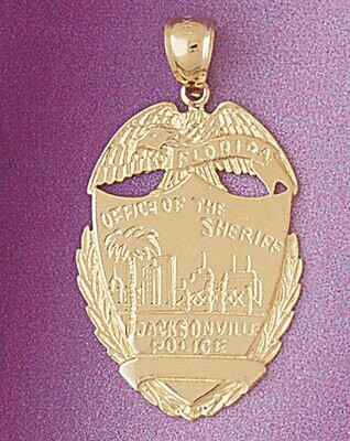 Dazzlers Jewelry Police Badge Florida Jacksonville Pendant Necklace Charm Bracelet in Yellow, White…