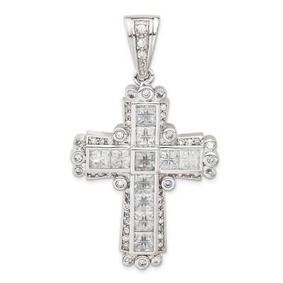 CZ Cross Pendant Sterling Silver Polished QC4354, MPN: QC4354,