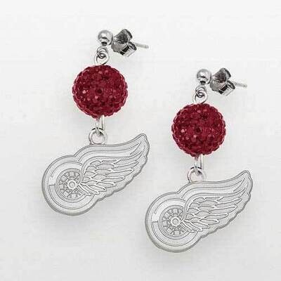 DETROIT RED WINGS CRYSTAL OVATION EARRINGS Sterling Silver RWI069ERB-SS, MPN: RWI069ERB-SS, 6344019…