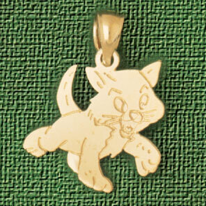 Dazzlers Jewelry Cat Kitten Pendant Necklace Charm Bracelet in Yellow, White or Rose Gold 1969, MPN…