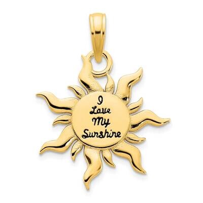 Epoxy I Love My Sunshine Sun Pendant 14k Gold D5122, MPN: D5122,