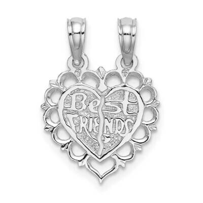 Best Friend 2 Piece Break-Apart Heart Charm 14k White Gold Polished D1097W, MPN: D1097W, 6372181265…