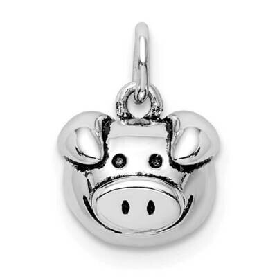 Antiqued Pig Head Pendant Sterling Silver Rhodium-plated QC9523, MPN: QC9523, 883957953793