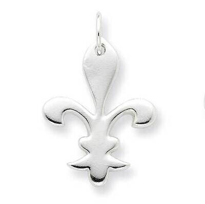 Fleur De Lis Dangle Pendant Sterling Silver Polished QP1968, MPN: QP1968,