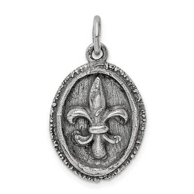 Fleur de Lis Pendant Sterling Silver Antiqued QC9553, MPN: QC9553,