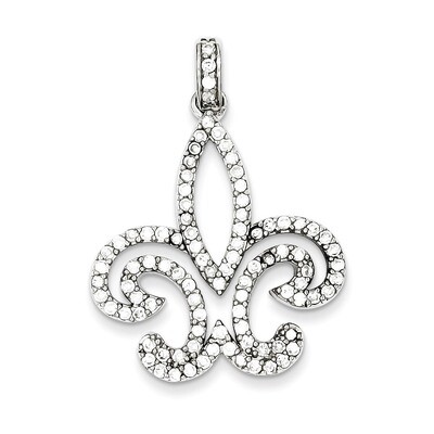 Fleur-de-lis Pendant Sterling Silver Diamond QP1146, MPN: QP1146, 191101279430