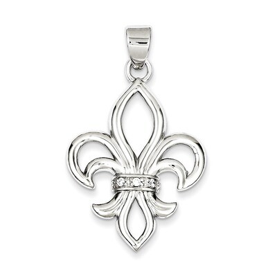 Fleur de Lis Pendant Sterling Silver Diamond QP1147, MPN: QP1147, 191101561160