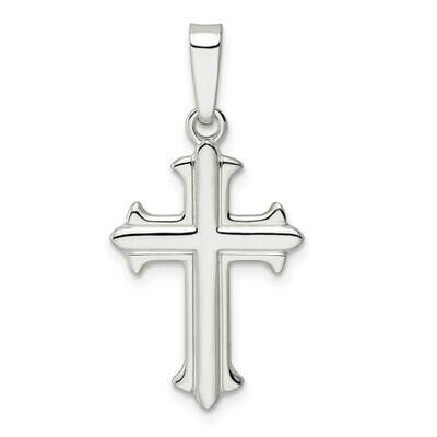 Fleur De Lis Cross Pendant Sterling Silver Polished QC11128, MPN: QC11128,