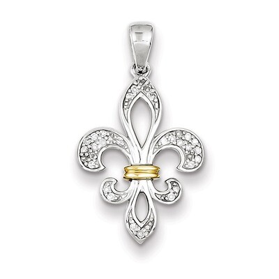 14k Two-tone Gold Fleur De Lis Pendant Sterling Silver QP3582, MPN: QP3582, 883957522043
