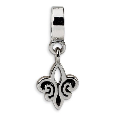 Fleur de Lis Dangle Bead - Sterling Silver QRS1393, MPN: QRS1393, 883957303536