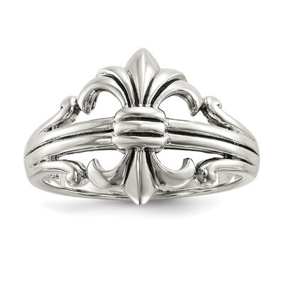 Fleur de Lis Ring Sterling Silver Polished QR6363, MPN: QR6363,
