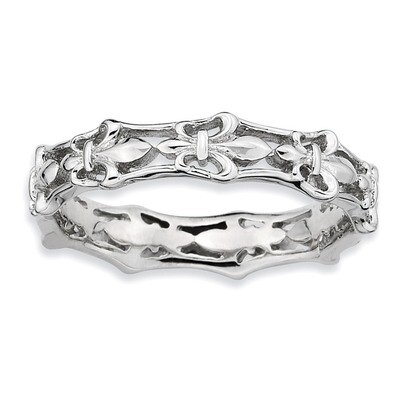Fleur De Lis Ring - Sterling Silver Polished QSK544, MPN: QSK544, 886774010175